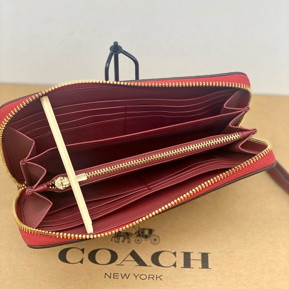 COACH Long Zip Around Wallet With Horse And Carriage Bright Violet Multi Color - Picture 5 of 10